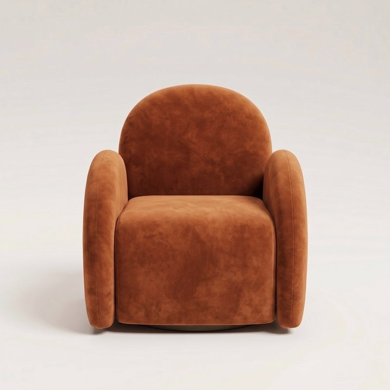 Rust Orange Velvet Easy Swivel Chair - In Stock