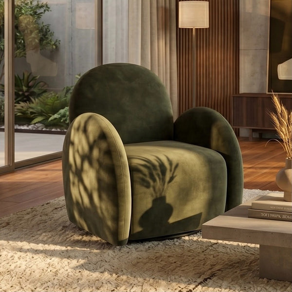 Green Velvet Easy Swivel Chair - In stock