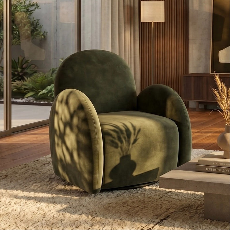 Green Velvet Easy Swivel Chair - In stock