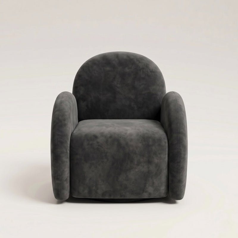 Charcoal Velvet Easy Swivel Chair - In Stock