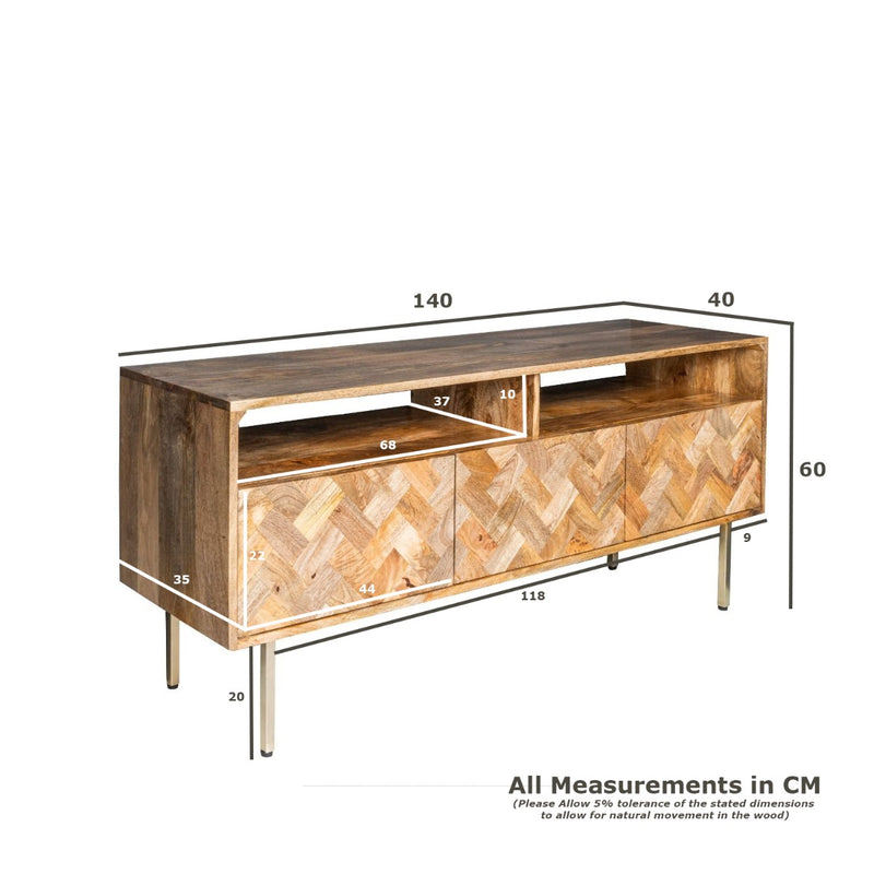 Block Light Mango 140cm Media Unit - In Stock