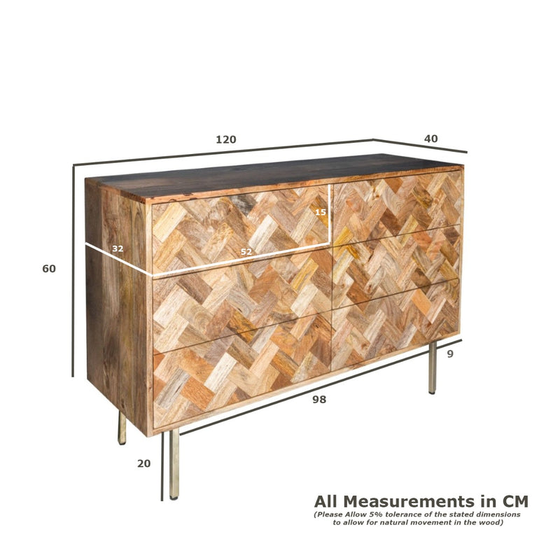 Block Mango 120cm Chest of Drawers - In Stock