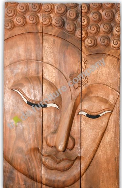 Carved Wooden Buddha Plaque