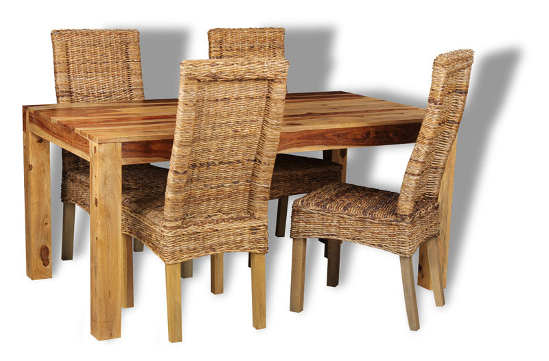 Cube Light Medium Table & 4 Rattan Chairs
