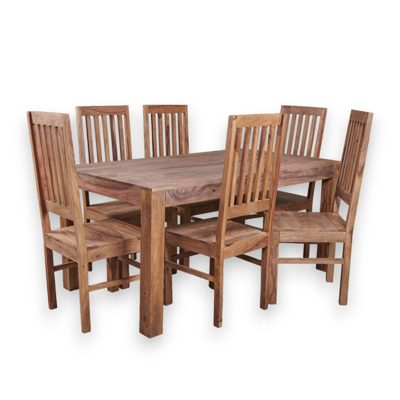 Cube Natural 180cm Dining Table & 6 Cuba Natural Chairs