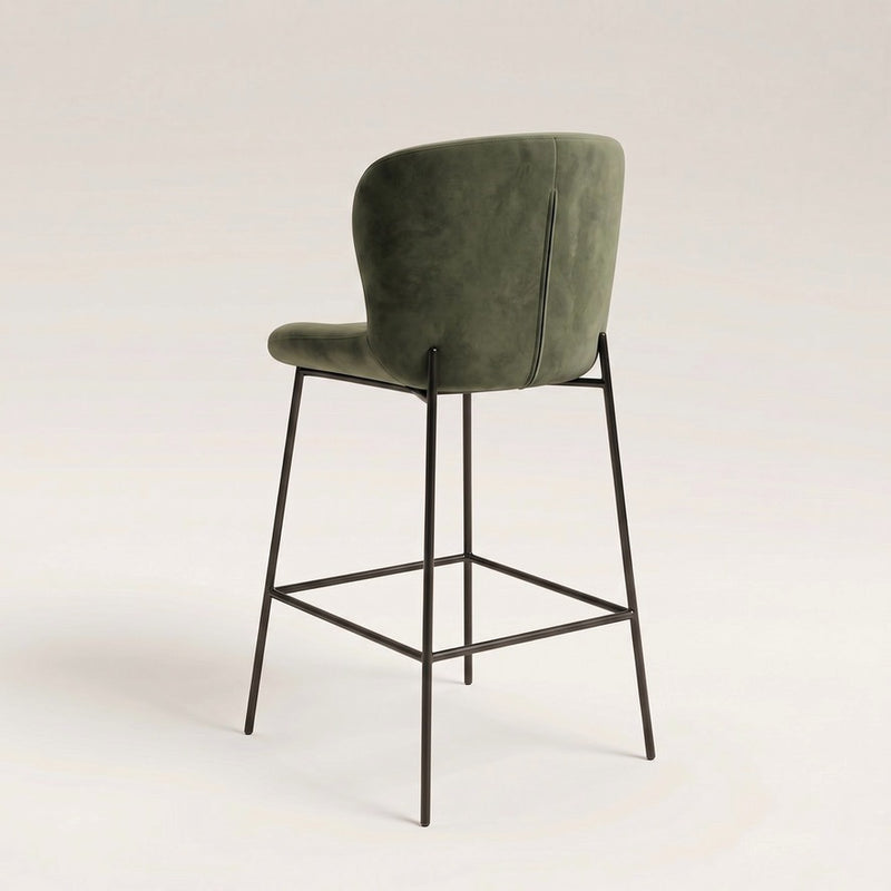 Green Velvet Bar Stool - In Stock