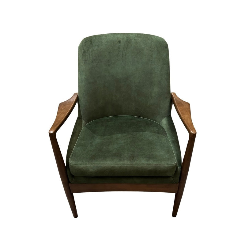 Green Velvet Oak Wood Armchair - Three Available