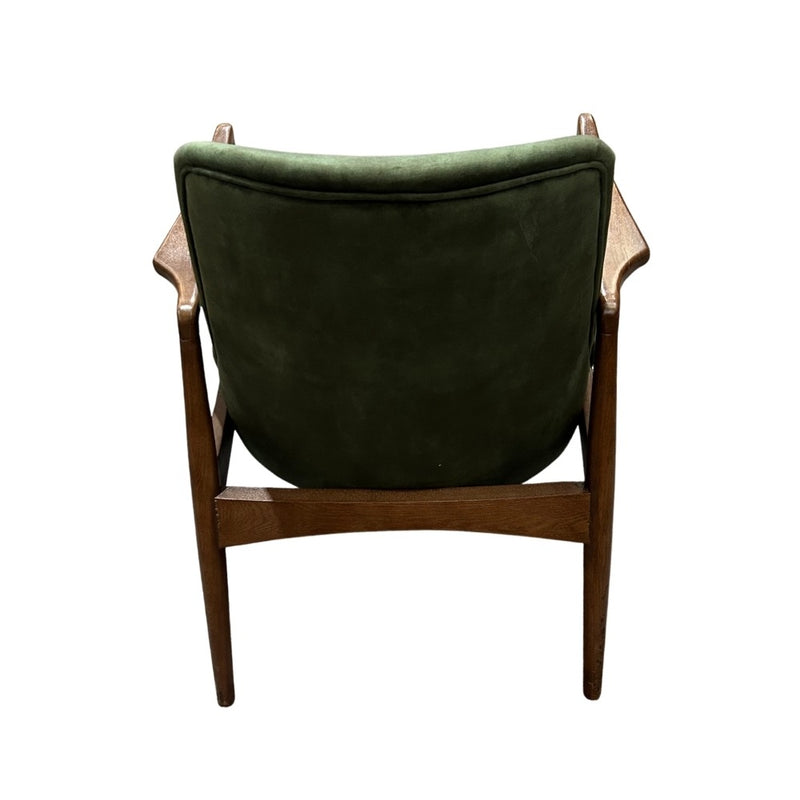 Green Velvet Oak Wood Armchair - Three Available