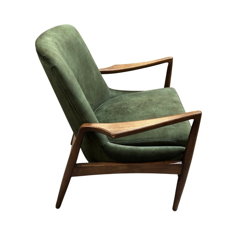 Green Velvet Oak Wood Armchair - Three Available