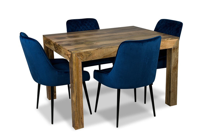 Light Dakota 120cm Dining Table & 4 Henley Velvet Chairs
