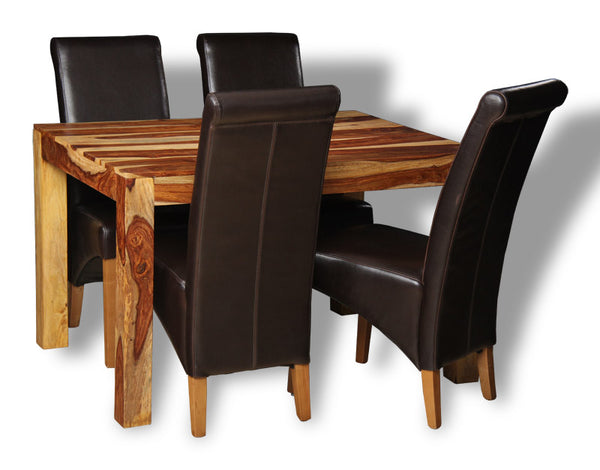 Small Cube Light Dining Table & 4 Rollback Chairs