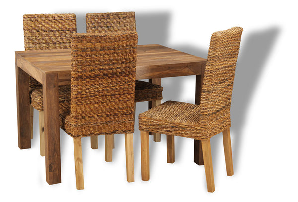 Small Cube Natural Dining Table & 4 Havana Chairs