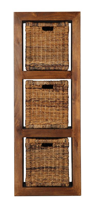 Cube Honey 3 Hole Storage Unit with Rattan Baskets