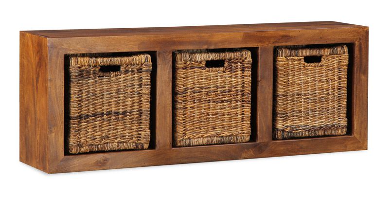 Cube Honey 3 Hole Storage Unit with Rattan Baskets