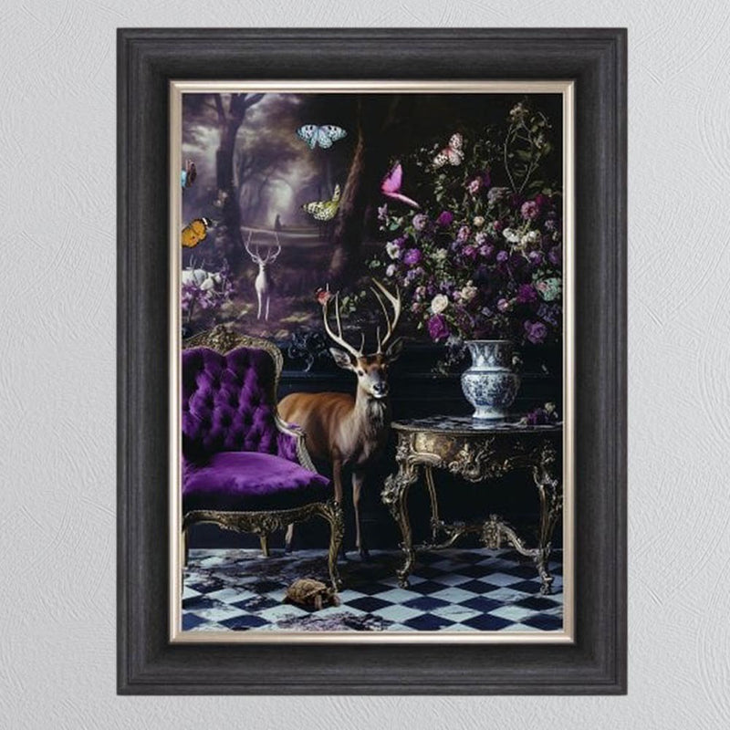 Curiosity Stag Framed Art - In Stock