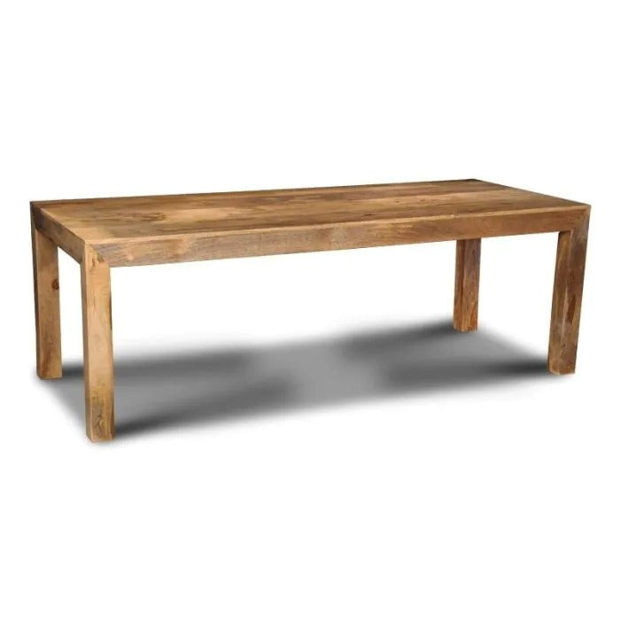 Light Dakota 220cm Mango Wood Dining Table & 8 Scandi Cream Boucle Oak Dining Chair - In Stock