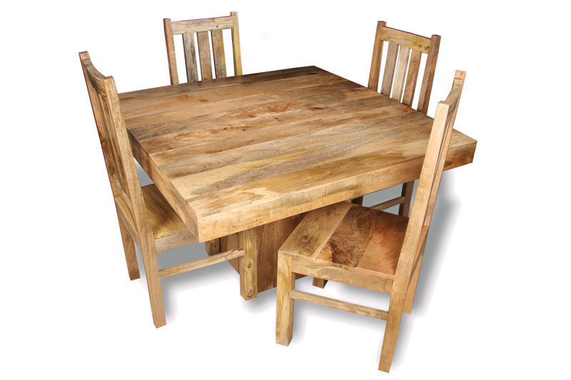 Light Dakota 120cm Cube Dining Table & 4 Dakota Chairs - In Stock