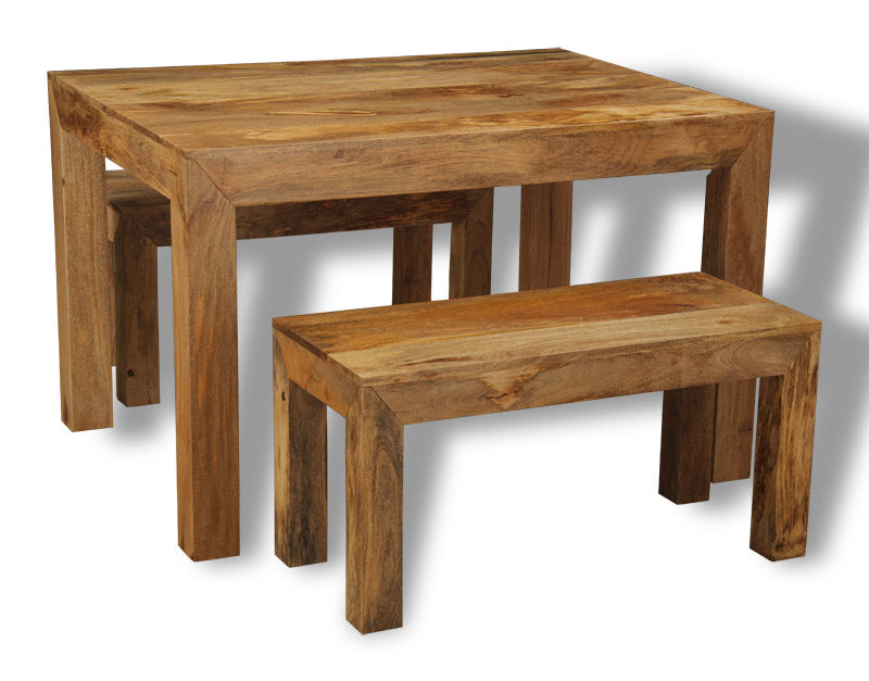 Light Dakota 120cm Dining Table & 2 Dakota Benches
