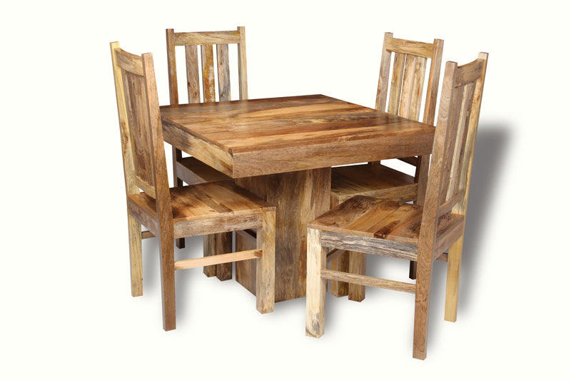 Light Dakota 90cm Cube Dining Table & 4 Dakota Chairs - In Stock