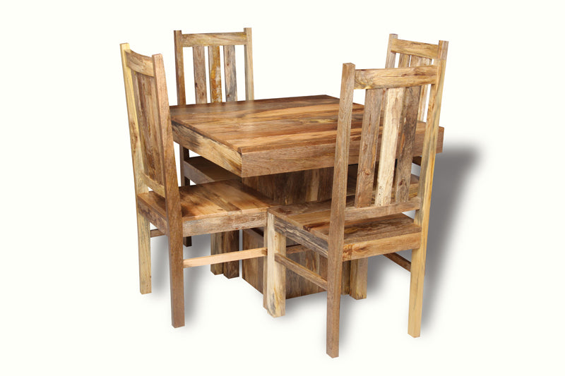 Light Dakota 90cm Cube Dining Table & 4 Dakota Chairs