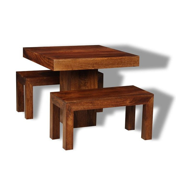 Small Dakota Cube Dining Table & 2 Dining Benches