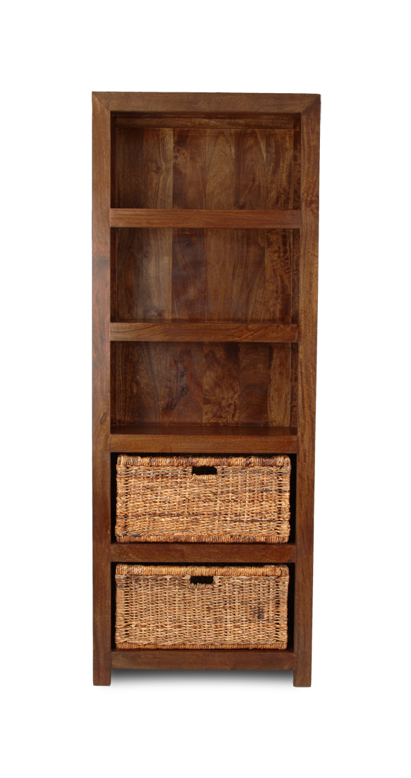 Dakota Tall Shelves with Rattan Baskets