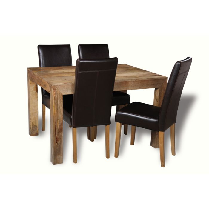Light Mango Wood 160cm Dining Table & 4 Barcelona Chairs