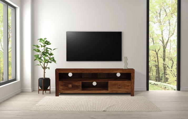 Dakota Mango Wood 145cm 2 Drawer Media Unit - Due 30th August