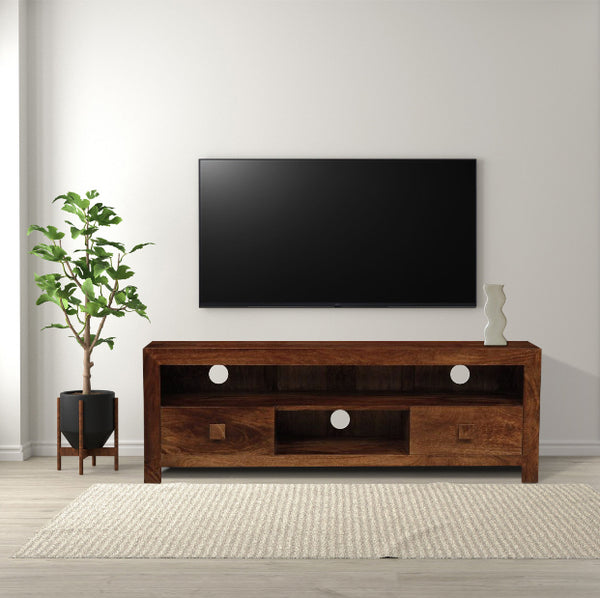 Dakota Mango Wood 145cm 2 Drawer Media Unit - Due 30th August