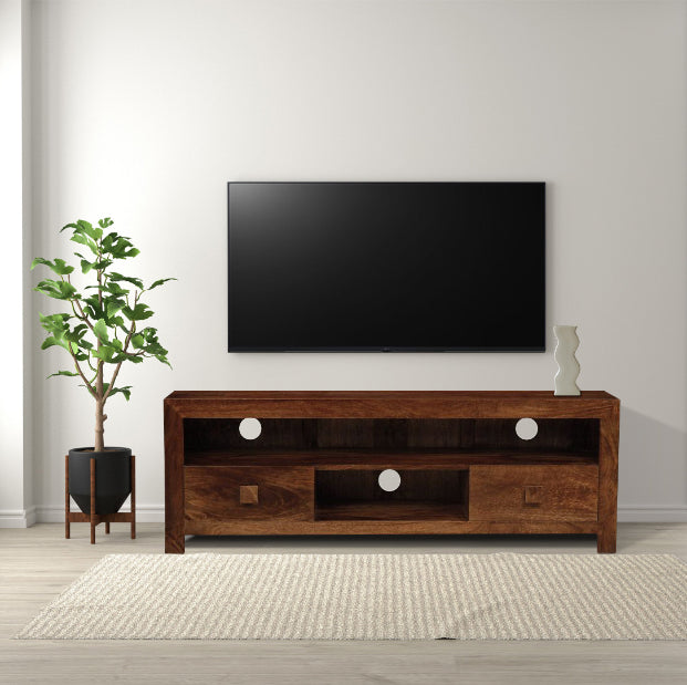 Dakota Mango Wood 145cm 2 Drawer Media Unit - Due 30th August