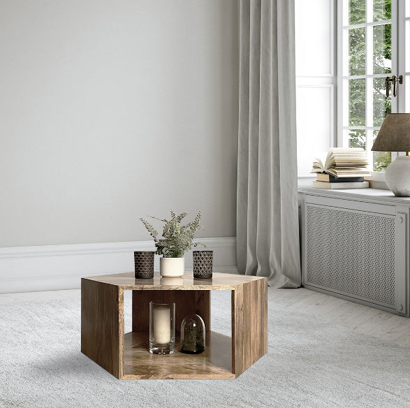 Geo Light Mango Hexagon Coffee Table - In Stock