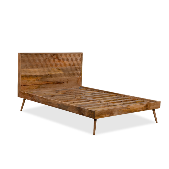 Geo Light Mango Wood Bed Frame (4 Sizes) - In Stock
