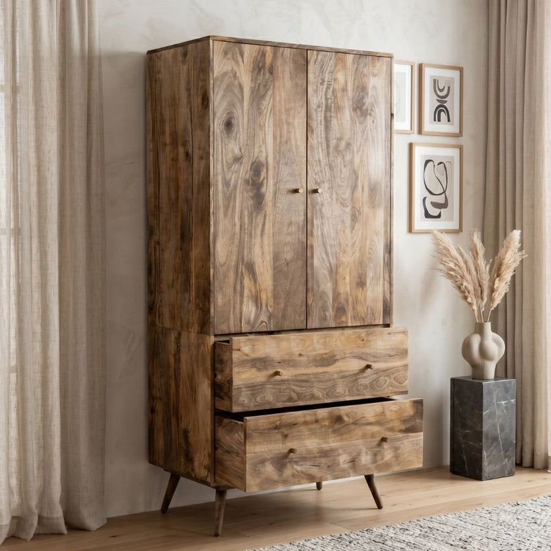 SOLID MANGO WOOD WARDROBE 