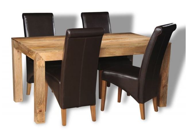 Mango Light 160cm Dining Table & 4 Rollback Chairs