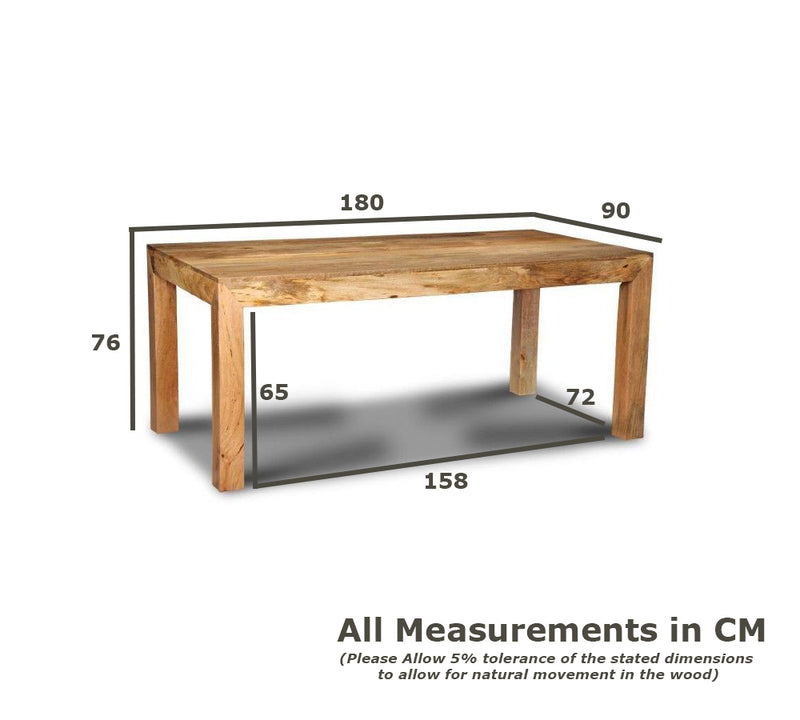 Light Mango Wood 180cm Dining Table