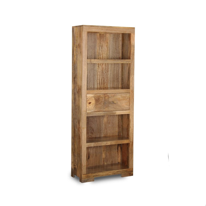 Light Mango Wood 1 Drawer Bookcase
