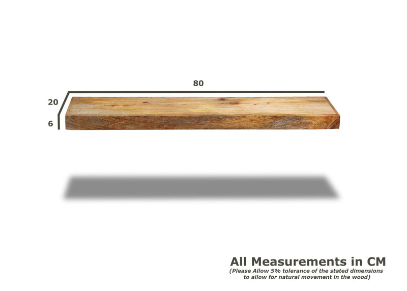 Light Mango Wood Medium Floating Shelf