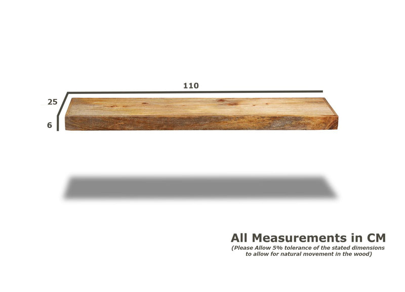 Light Mango Wood Large Floating Shelf