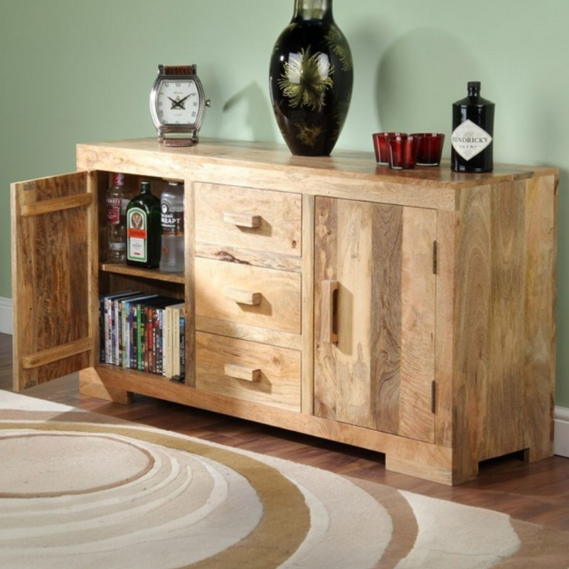 H24L - Light Mango Wood Wide Sideboard