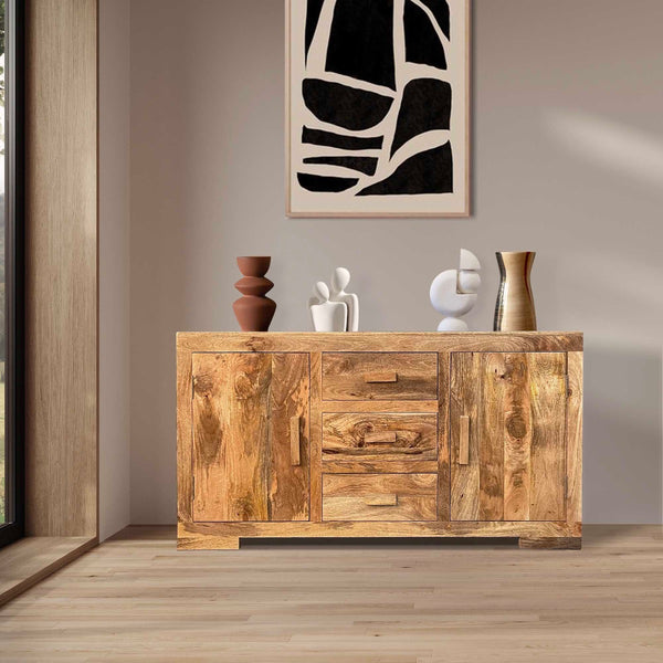 H24L - Light Mango Wood Wide Sideboard