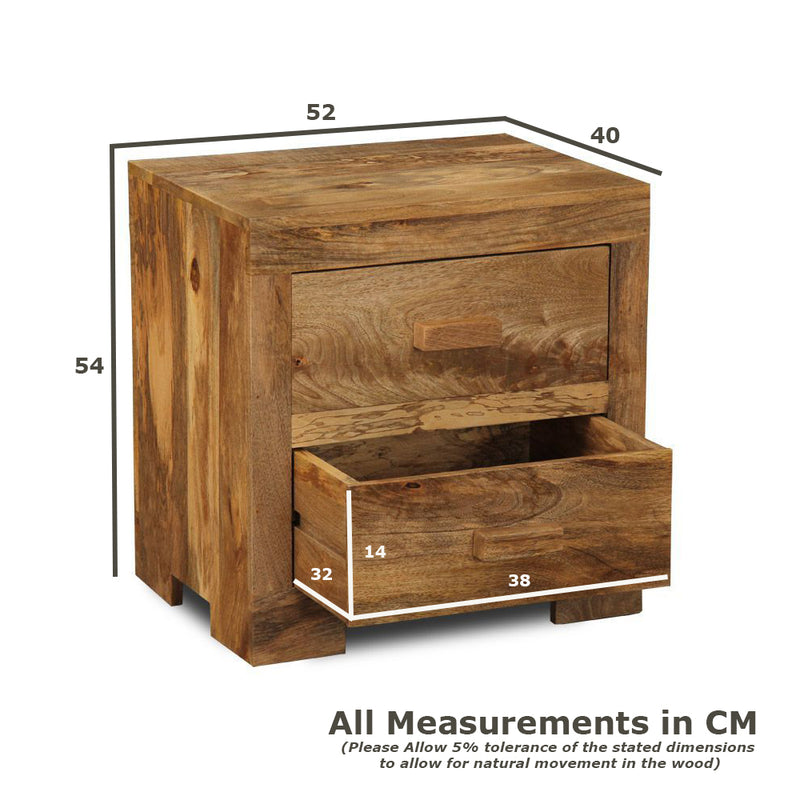 Light Mango Wood 2 Drawer Small Chest