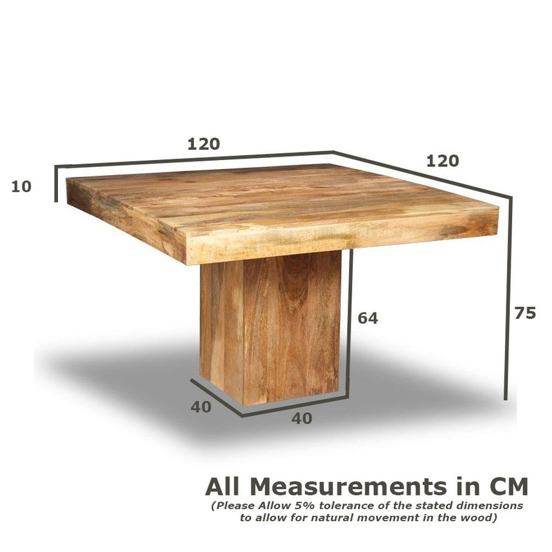 Mango Wood 120cm Cube Dining Table - In Stock