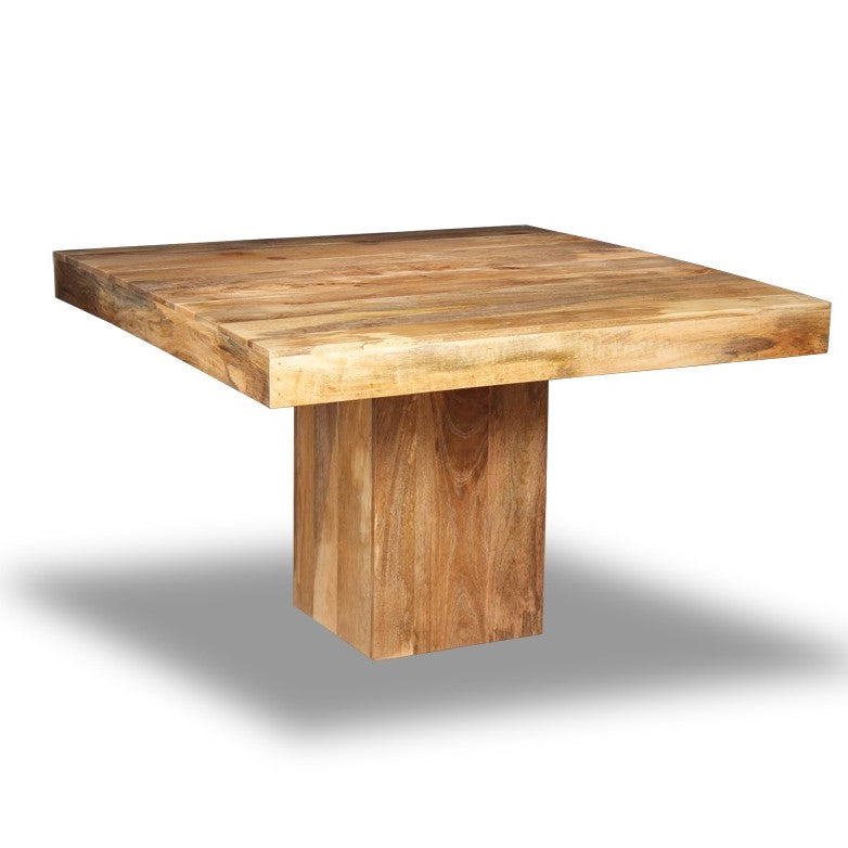 Light Mango Wood 120cm Cube Dining Table