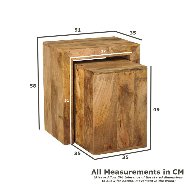 Light Mango Wood Cube Nest - In Stock