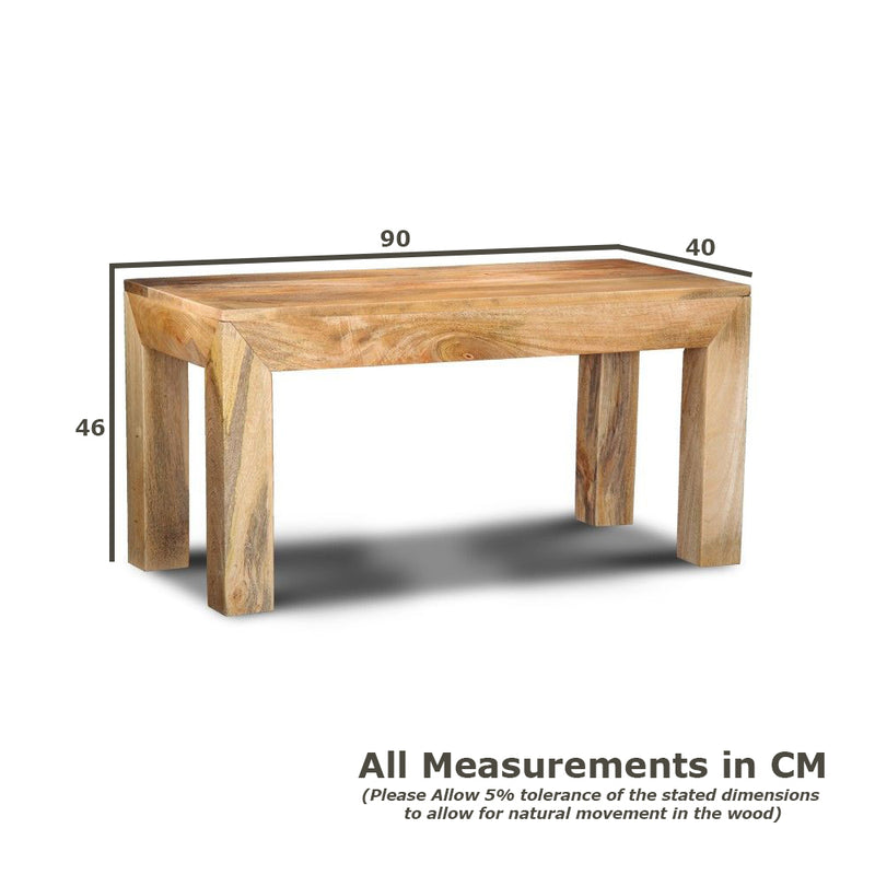 Light Mango Wood 90cm Bench - In stock