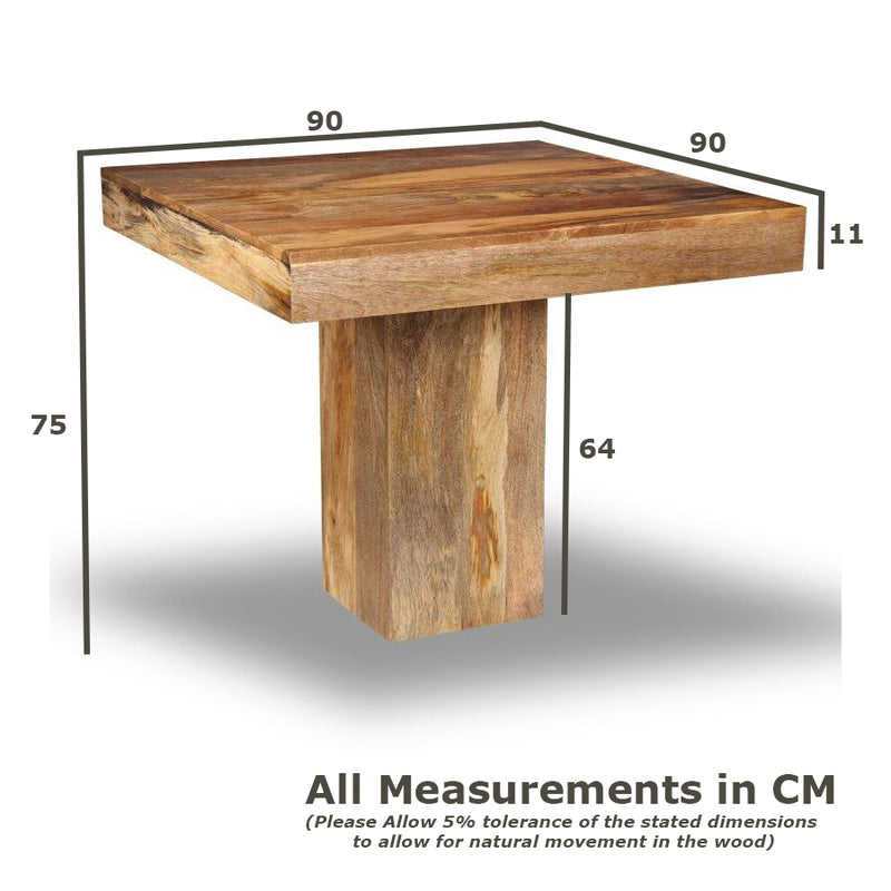 Light Mango Wood 90cm Cube Dining Table - In Stock