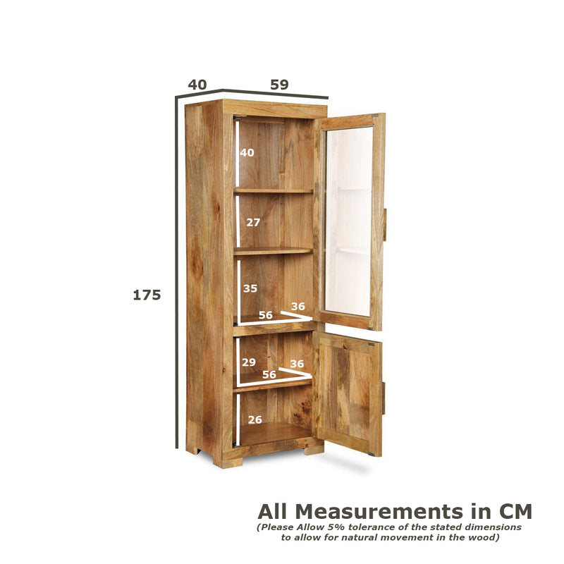 Light Mango Wood 59cm Display Cabinet - In Stock