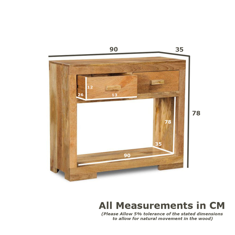 Light Mango Wood 90cm Console Table - In Stock