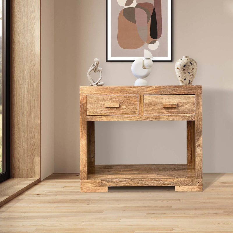 Light Mango Wood 90cm Console Table - In Stock