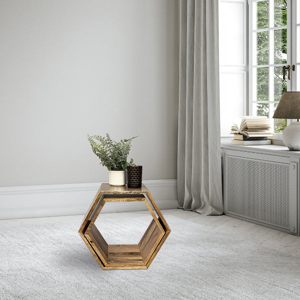 Geo Light Mango Hexagon Nest of Tables -  In Stock